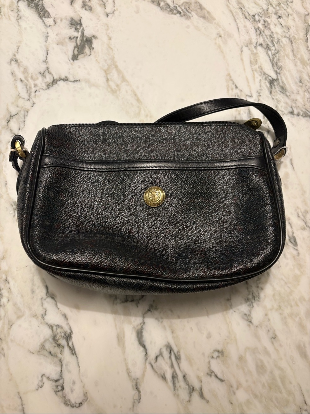 Liz Claiborne Black & reddish paisley Crossbody Bag with Gold Accent